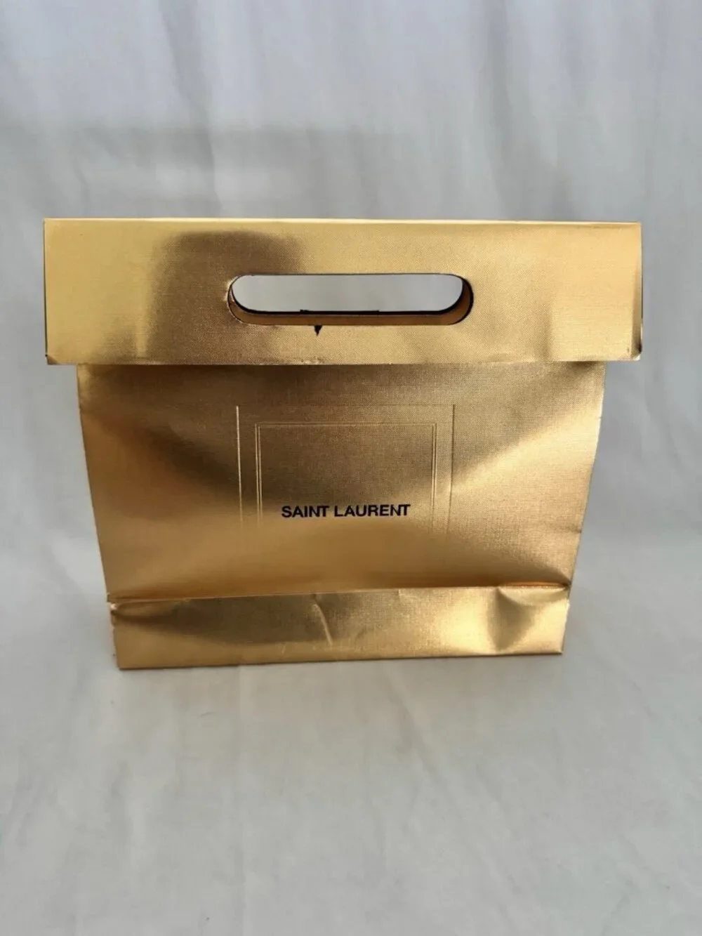 Saint Laurent Paper Shopping Bag Reusable Gold  11.5